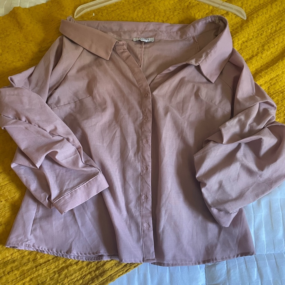 Muave off the shoulder button up top